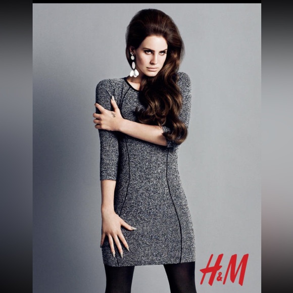 H&M Dresses & Skirts - H&M salt & pepper grey 3/4 sleeve structured dress with black‎ piping detail